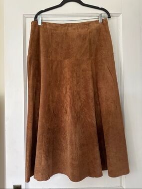 Vintage Tan Leather A-Line Skirt